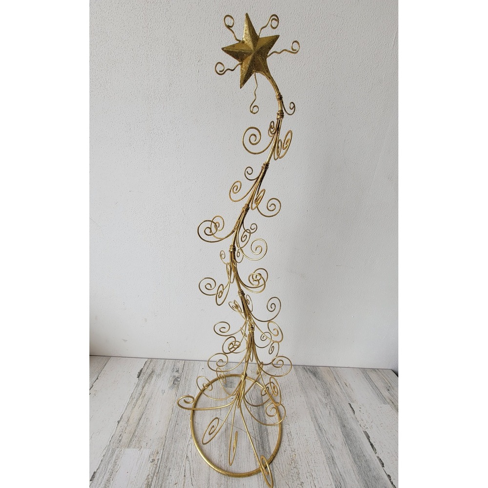Large metal golden glitter tree star Xmas unique home decor figure tabletop